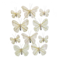 Sada vánočních ozdob Motýlci bílá, 10 ks