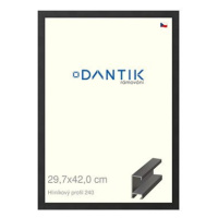 DANTIK rámeček 29,7 × 42, ALU profil 6240 Černý matný plexi čiré