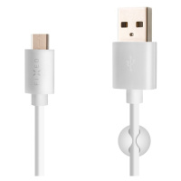 FIXED datový a nabíjecí kabel USB-C, USB 2.0, 2 metry, 3A, bílý