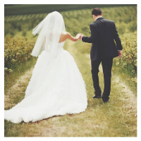 Fotografie Wedding portrait of a young couple, manifeesto, 40 × 40 cm