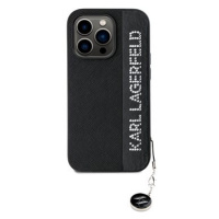 Karl Lagerfeld PU Saffiano Rhinestone Charm Zadní Kryt pro iPhone 14 Pro Black