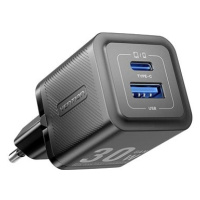 Vention 2-Port USB (C + A) GaN Charger (30W/30W) EU-Plug Black