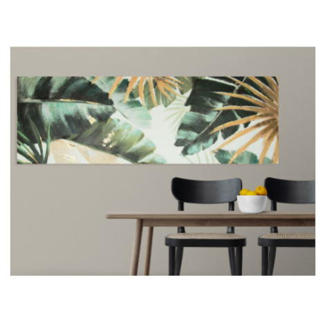 Ručně malovaný obraz Tropické listy, 120x40 cm Asko