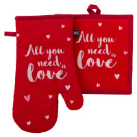 Vánoční kuchyňský set vánoční rukavice/chňapka ADORE červená, 18x30 cm/20X20 cm 100% bavlna Bale