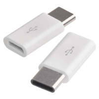 Adaptér micro USB-B 2.0 / USB-C 2.0, bílý, 2 ks