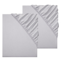 Sada saténových napínacích prostěradel, 90-100 x 200 cm, 2dílná, světle šedá