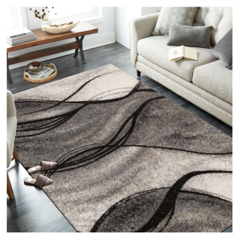 Moderní šedý koberec s abstraktním motivem Šířka: 60 cm | Délka: 100 cm