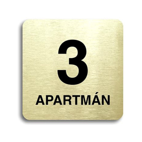 Accept Piktogram "3 apartmán" (80 × 80 mm) (zlatá tabulka - černý tisk bez rámečku)