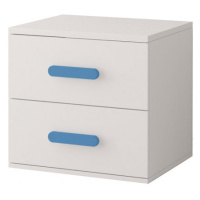 IDZ Noční stolek Smyk - Bílá / Barevné úchytky Barva: Modrá