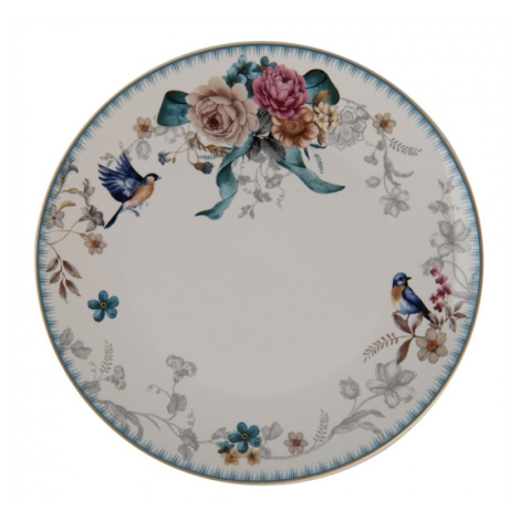 Jídelní talíř s motivem květin a ptáčka Pivoine – 26x2 cm Clayre & Eef