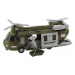 Vrtulník/Helikoptéra vojenská plast 28cm na baterie se světlem se zvukem v krabici 32x19x12cm