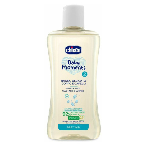 CHICCO Šampon jemný na vlasy a tělo Baby Moments 92% přírodních složek 200 ml
