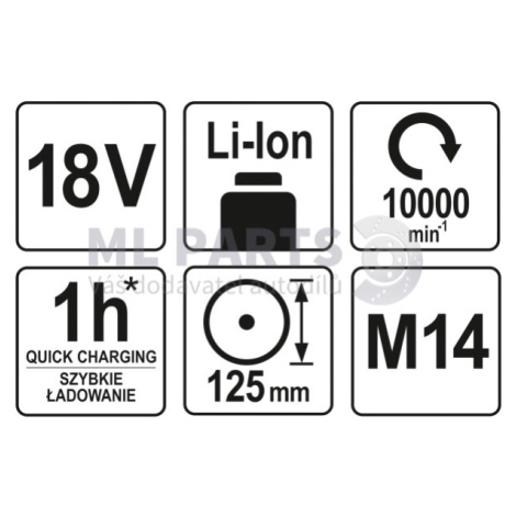 szlifierka kątowa 18V Li-Ion bez akumulatora Yato