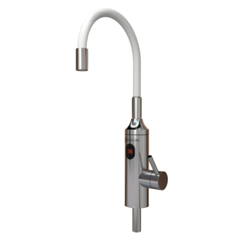 ELIZ E33 vodovodní baterie s integrovaným ohřevem vody 3,3kW a bílým flexibilním ramenem , povrc ELÍZ