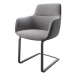 DELIFE Jídelní židle Pejo-Flex světle šedá texturovaná tkanina konzolová podnož plochá černá