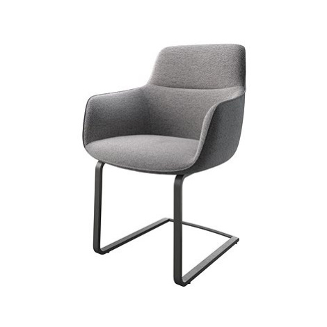 DELIFE Jídelní židle Pejo-Flex světle šedá texturovaná tkanina konzolová podnož plochá černá