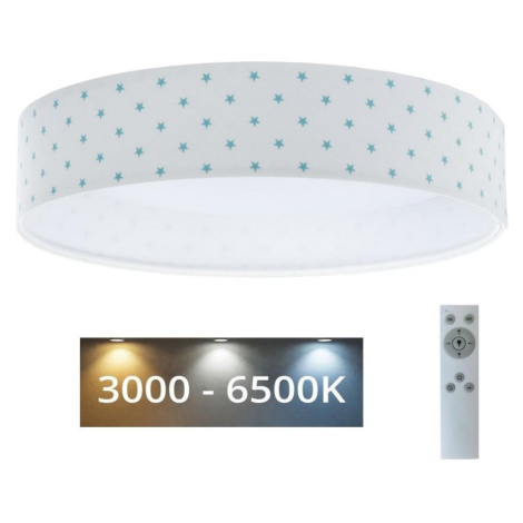 LED Stmívatelné svítidlo GALAXY KIDS LED/24W/230V hvězdičky bílá/tyrkysová + DO Donoci