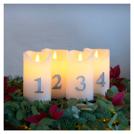 Sirius LED svíčka Sara Advent 4ks 12,5cm bílá/stříbrná
