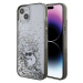 Pouzdro Karl Lagerfeld Liquid Glitter Choupette pro iPhone 15 Plus - čiré