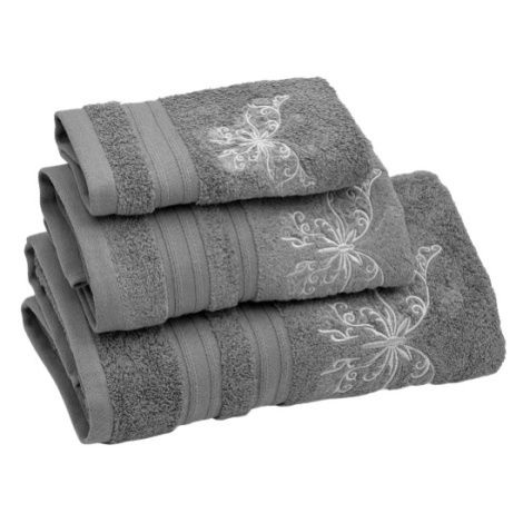 Soft Cotton Osuška a ručníky BUTTERFLY v dárkovém balení Šedá Sada (ručník 30x50cm, 50x100cm, os