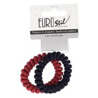 Eurostil 2 Twisted Elastic Rubber Band - gumička do vlasů, 2ks 07459 červená a modrá