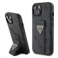 Pouzdro Guess Grip Stand 4G Triangle Strass pro iPhone 15 - černé