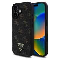 Guess PU Leather 4G Triangle Metal Logo kryt pro iPhone 16 černý