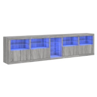 vidaXL Příborník s LED osvětlením šedý sonoma 283 x 37 x 67 cm