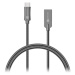 Kabel Steel Knight USB-C na USB, 1m, ocel, opletený, šedá