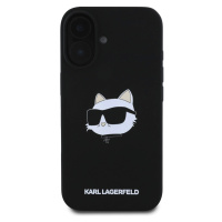 Zadní kryt Karl Lagerfeld Liquid Silicone Choupette Head MagSafe pro Apple iPhone 16, černá