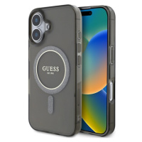 Guess IML Glitter Ring MagSafe kryt pro iPhone 16 černý