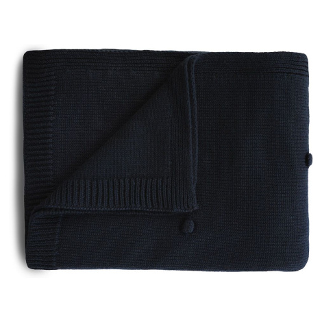 MUSHIE pletená dětská deka z organické bavlny - tečkovaná Dark Navy