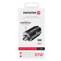 Swissten CL adaptér Power Delivery 2x USB-C 30W nano černý Černá