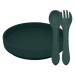 PETITE&MARS - Set jídelní silikonový TAKE&MATCH 2 ks talíř + příbor Misty Green 6m+
