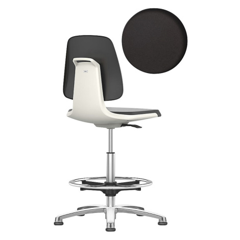 bimos Pracovní otočná židle LABSIT, s podlahovými patkami a nožním kruhem, sedák s koženkovým po