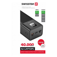 SWISSTEN POWER LINE POWER BANK 40000 mAh 100W POWER DELIVERY ČERNÝ