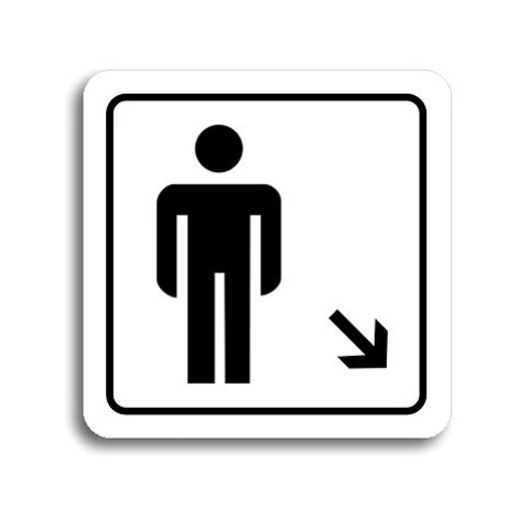 Accept Piktogram "WC muži vpravo dolů" (80 × 80 mm) (bílá tabulka - černý tisk)