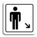 Accept Piktogram "WC muži vpravo dolů" (80 × 80 mm) (bílá tabulka - černý tisk)