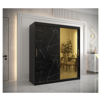 Šatní skříň Abi Golden T2 Barva korpusu: Černá, Rozměry: 180 cm, Dveře: Černý Marmur + zlaté zrc