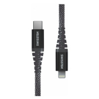 SWISSTEN odolný datový kabel USB-C - Lightning, 60W, kevlarový, 1.5m, černá - 71544010