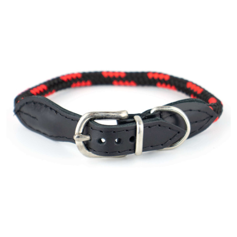 Vsepropejska Rope obojek pro psa z lana | 32 - 39 cm Barva: Černo-červená, Obvod krku: 32 - 35 c