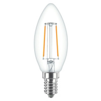 LED žárovka E14 Philips Classic Filament B35 2W (25W) teplá bílá (2700K), svíčka