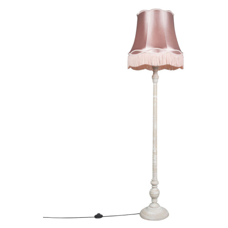 Retro stojací lampa šedá s růžovým odstínem Granny - Classico QAZQA