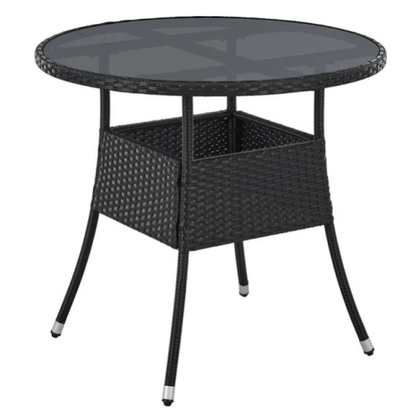 Juskys Polyratanový zahradní stolek Yoro, kulatý, černý 80 cm
