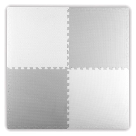 Ricokids Velká pěnová podložka, puzzle 4 kusy, bílá a šedá