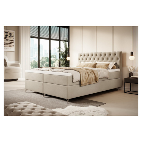 Čalouněná postel 160x200 ADRIA s úložným prostorem - béžová