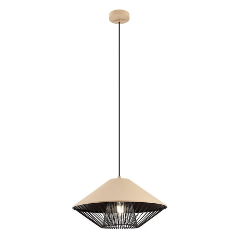 Redo 01-3007 - Lustr na lanku GRILL 1xE27/42W/230V pr. 39,6 cm černá/béžová 01-3007