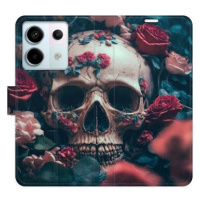 iSaprio flip pouzdro Skull in Roses 02 pro Xiaomi Redmi Note 13 Pro+ 5G