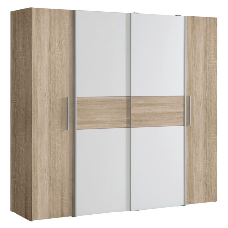 Carryhome ŠATNÍ SKŘÍŇ S OTOČNÝMI DVEŘMI, bílá, Sonoma dub cm