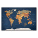 Nástěnka s mapou světa Bimago Ink Oceans, 90 x 60 cm